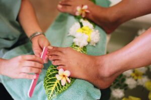 Woman getting a pedicure